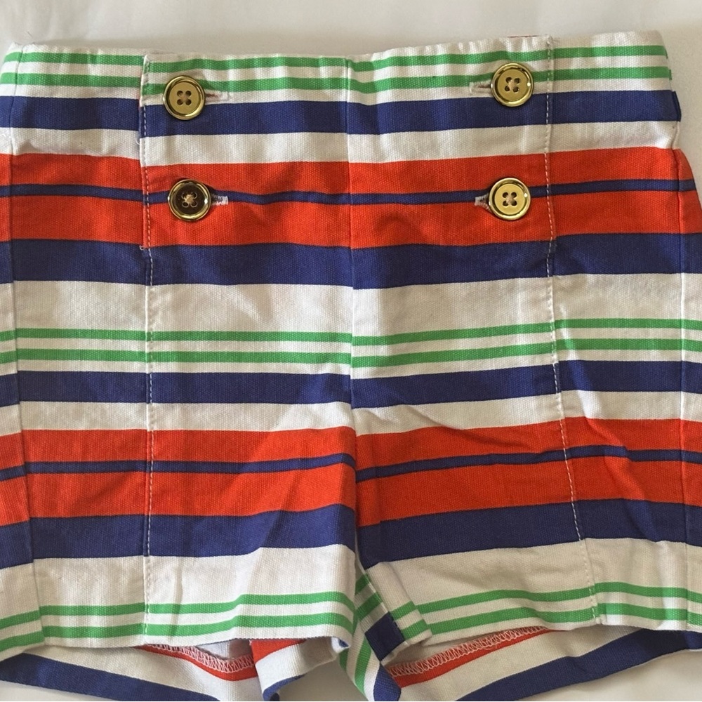 Janie and Jack Orange and Blue Striped Shorts